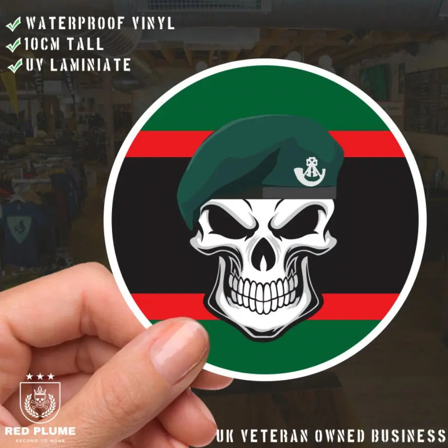 Skull with The Light Infantry Beret TRF Vinyl Sticker - 10cm redplume