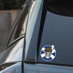Skull with the Royal Regiment of Scotland Glengarry TRF Vinyl Sticker - 10cm redplume