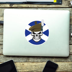 Skull with the Royal Regiment of Scotland Glengarry TRF Vinyl Sticker - 10cm redplume