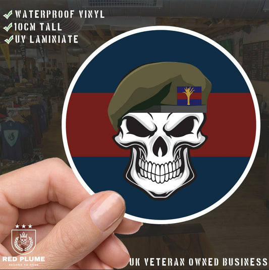 Skull with Welsh Guards Beret TRF Vinyl Sticker - 10cm redplume