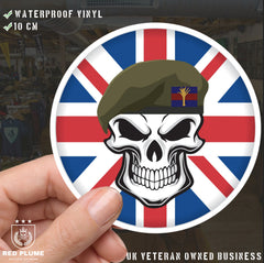 Skull with Welsh Guards Beret UJ Vinyl Sticker - 10cm redplume