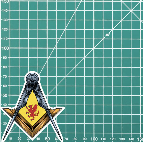 Somerset Masonic Sticker Square & Compass Union Vinyl Decal - Red Plume