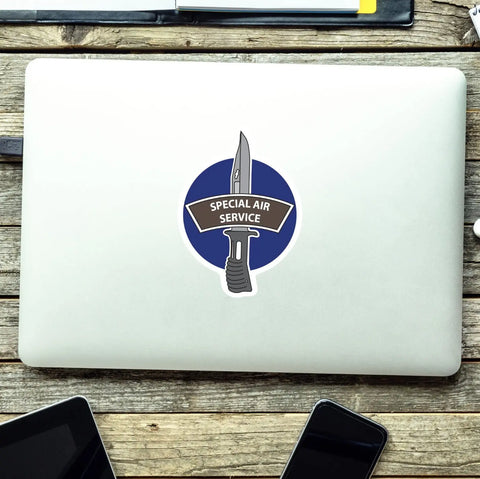 Special Air Service Decal, TRF Colours & Bayonet Design - 10cm - Red Plume