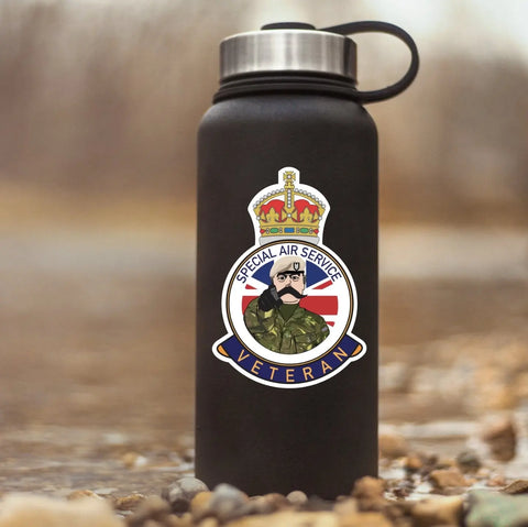 Special Air Service (SAS) Veteran UV Laminated Kitch & Beret Decal/Sticker - Red Plume