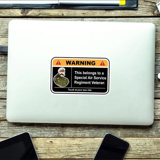 Special Air Service (SAS) Warning Funny Vinyl Sticker (100mm wide) - Red Plume