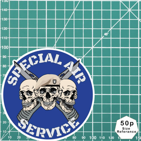 Special Air Service SAS Waterproof Vinyl Stickers Three Skull Design redplume