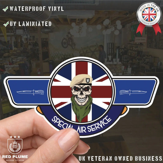 Special Air Service UV Laminated Vinyl Sticker - Wings - Red Plume