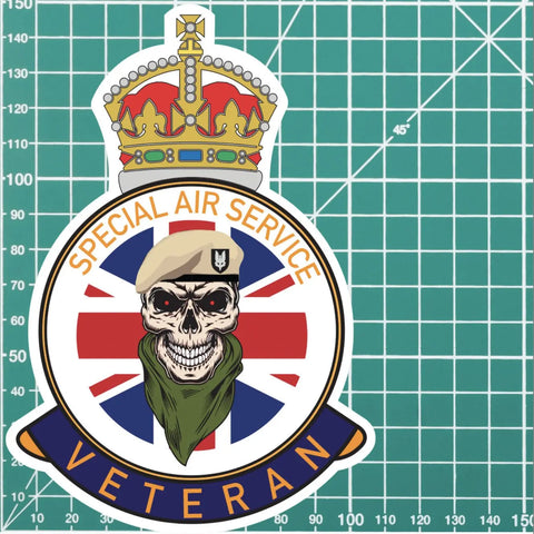 Special Air Service Veteran UV Laminated Skull & Beret Decal redplume