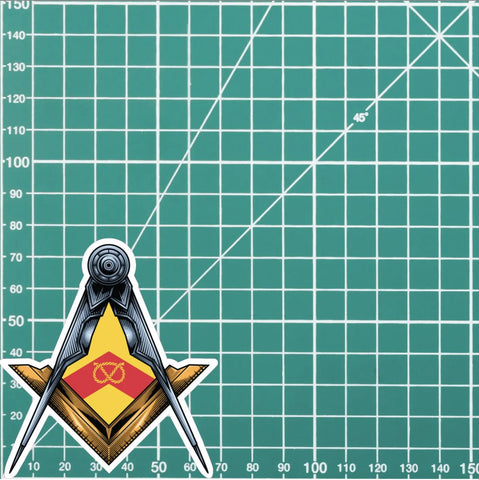 Staffordshire Masonic Sticker Square & Compass Union Vinyl Decal - Red Plume