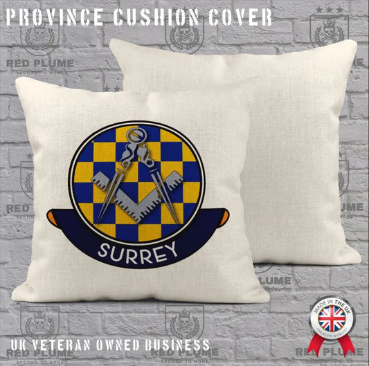 Surrey Freemasons Cushion Cover - Perfect Christmas Gift - Red Plume