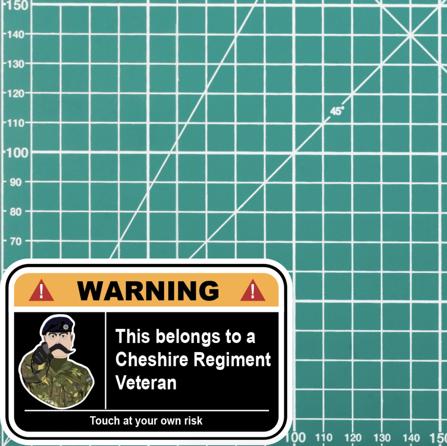 The Cheshire Regiment Warning Funny Vinyl Sticker 100mm wide redplume