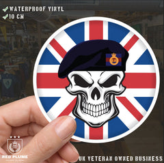 The Life Guards Skull with Beret UJ Vinyl Sticker - 10cm redplume