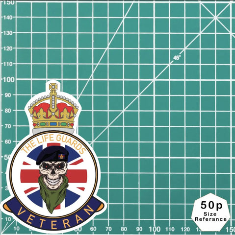 The Life Guards Veteran UV Laminated Lord Kitchener & Beret Decal - Red Plume