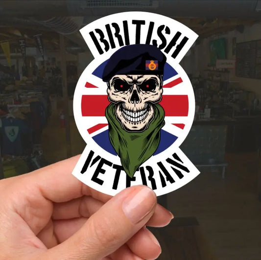 The Life Guards Veteran Waterproof Vinyl Decal/Sticker Skull and Union Jack redplume