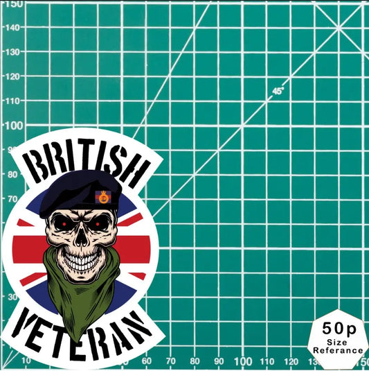 The Life Guards Veteran Waterproof Vinyl Decal/Sticker Skull and Union Jack redplume