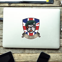 The Light Infantry British Bulldog and Union Jack Shield Vinyl Sticker - 10cm redplume