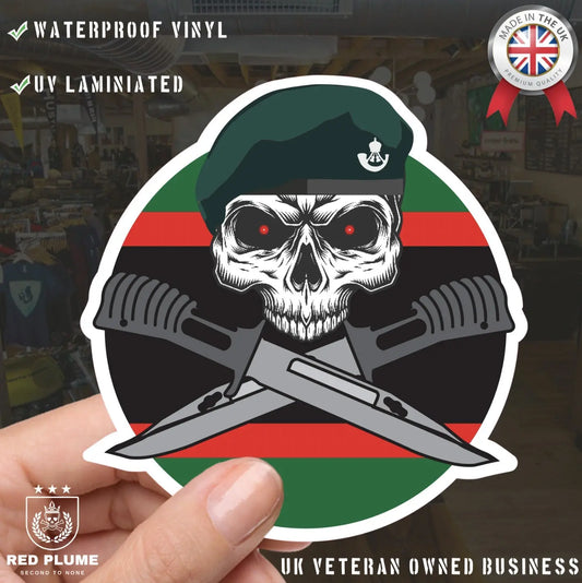 The Light Infantry Car Decal - Stylish Skull and Crossed Bayonets Design redplume