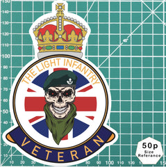 The Light Infantry Veteran UV Laminated Skull & Beret Decal redplume