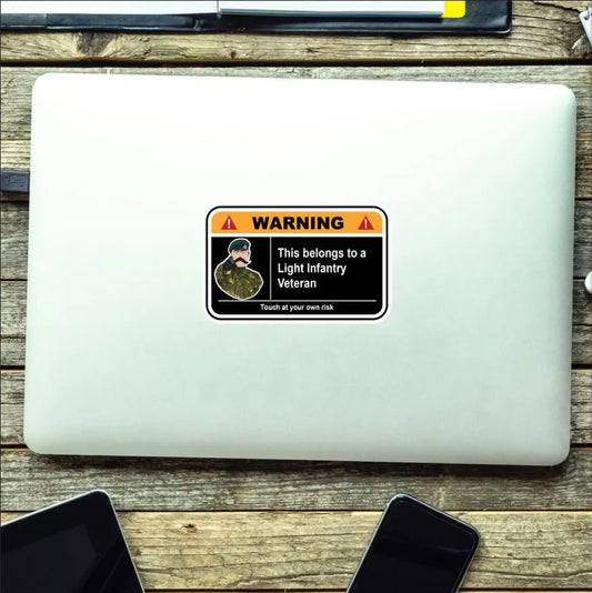 The Light Infantry Warning Funny Vinyl Sticker 100mm wide redplume
