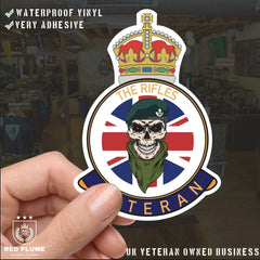 The Rifles Veteran UV Laminated Skull & Beret Decal redplume