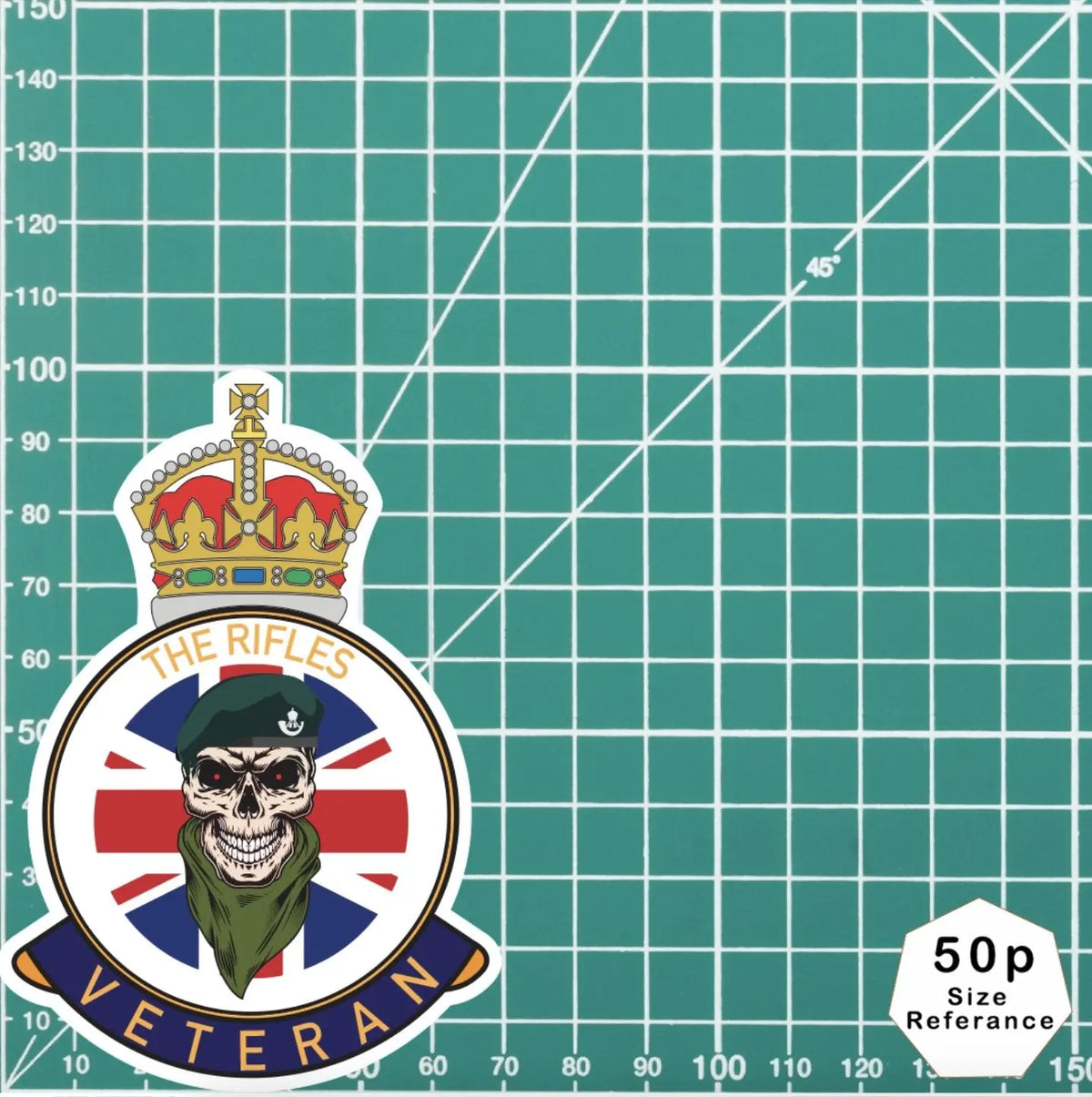 The Rifles Veteran UV Laminated Skull & Beret Decal redplume