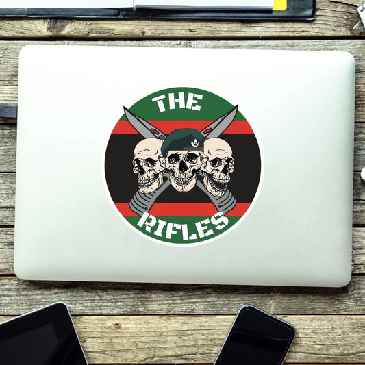 The Rifles Waterproof Vinyl Stickers Three Skull Design - Red Plume