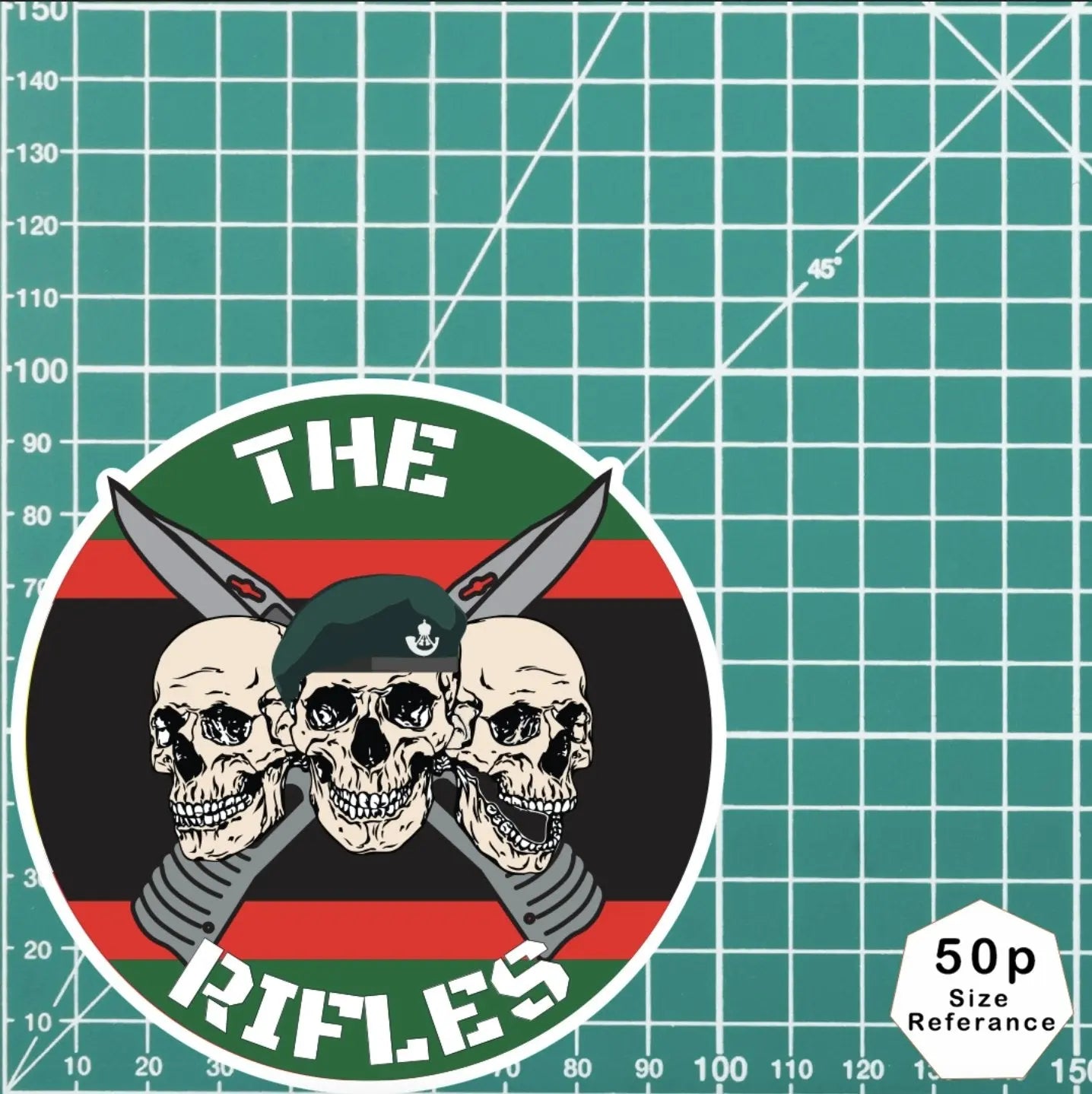 The Rifles Waterproof Vinyl Stickers Three Skull Design redplume