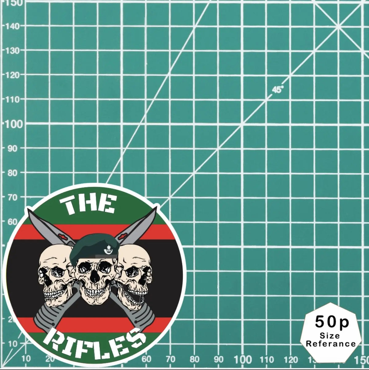 The Rifles Waterproof Vinyl Stickers Three Skull Design - Red Plume