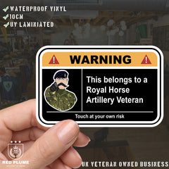 The Royal Horse Artillery Warning Funny Vinyl Sticker 100mm wide redplume