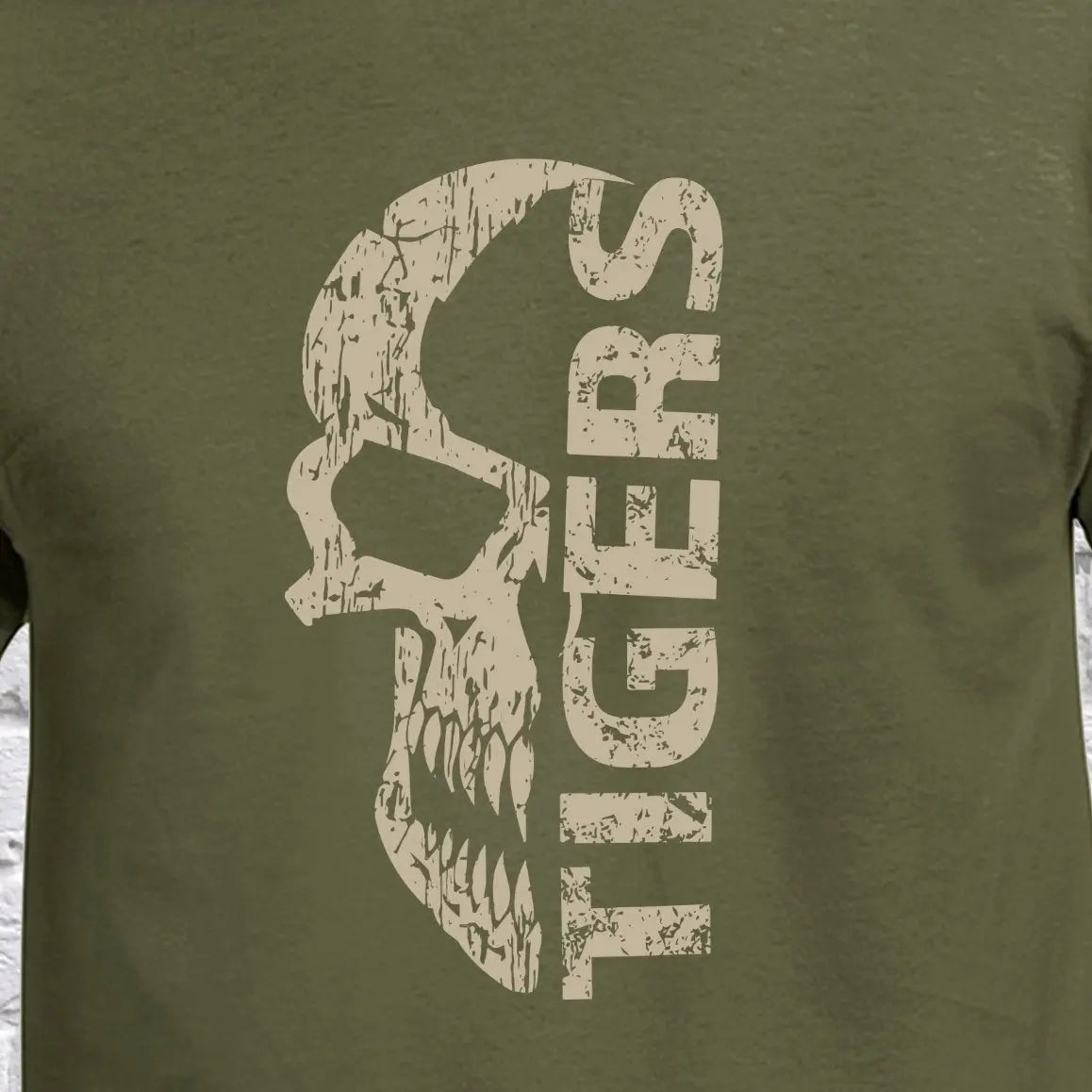 Tigers Distressed Skull T-Shirt Design redplume