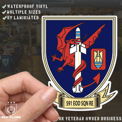 UV Laminated Royal Engineers 591 SQN EOD High-Quality Vinyl Sticker - 100mm redplume