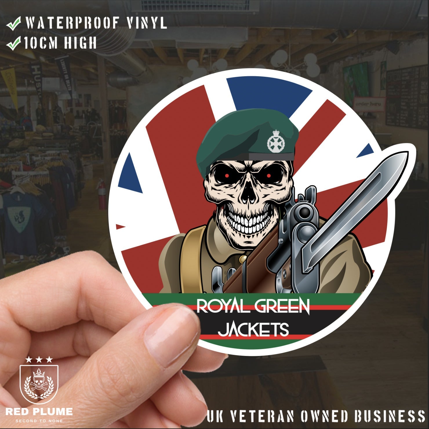 Vinyl Fix Bayonets Royal Green Jackets Sticker redplume
