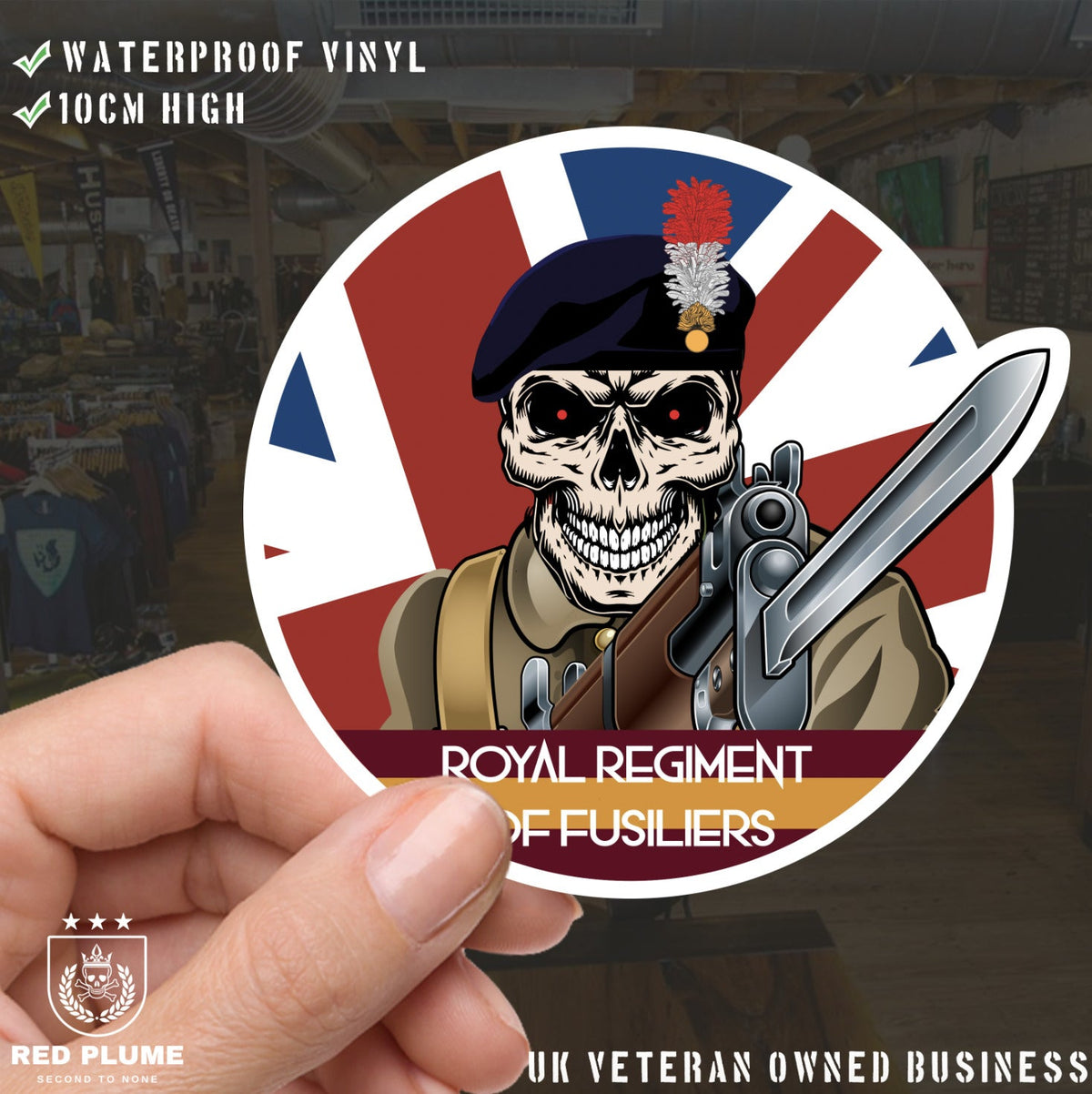 Vinyl Fix Bayonets Royal Regiment of Fusiliers Sticker redplume