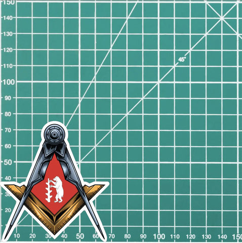 Warwickshire Masonic Sticker Square & Compass Union Vinyl - Red Plume