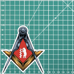 Warwickshire Masonic Sticker Square & Compass Union Vinyl redplume