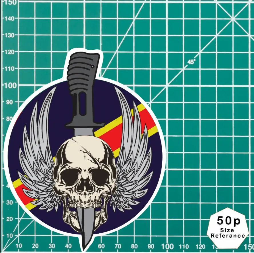 Waterproof Royal Electrical Mechanical Engineers REME Sticker - Winged Skull redplume
