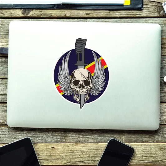 Waterproof Royal Electrical Mechanical Engineers REME Sticker - Winged Skull redplume