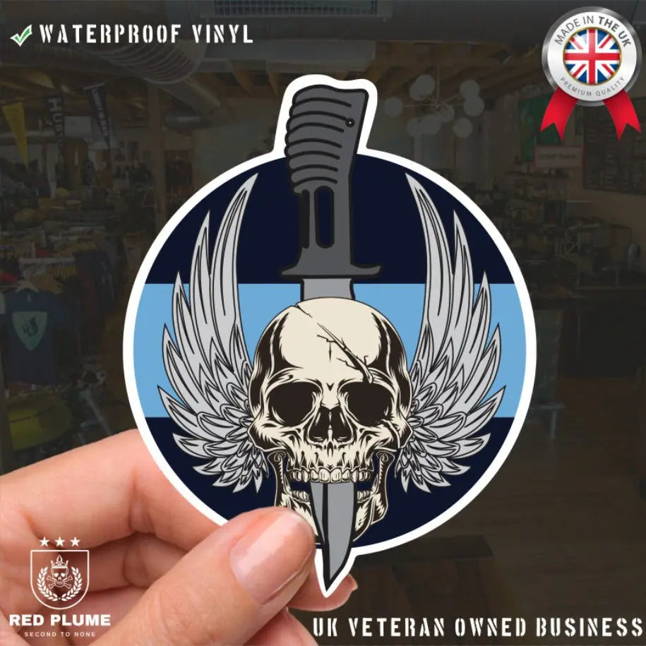 Waterproof Vinyl Army Air Corps AAC Sticker - Winged Skull redplume