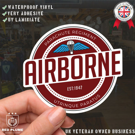 Waterproof Vinyl Decal - Parachute Regiment Airborne| Retro | UV Laminated redplume