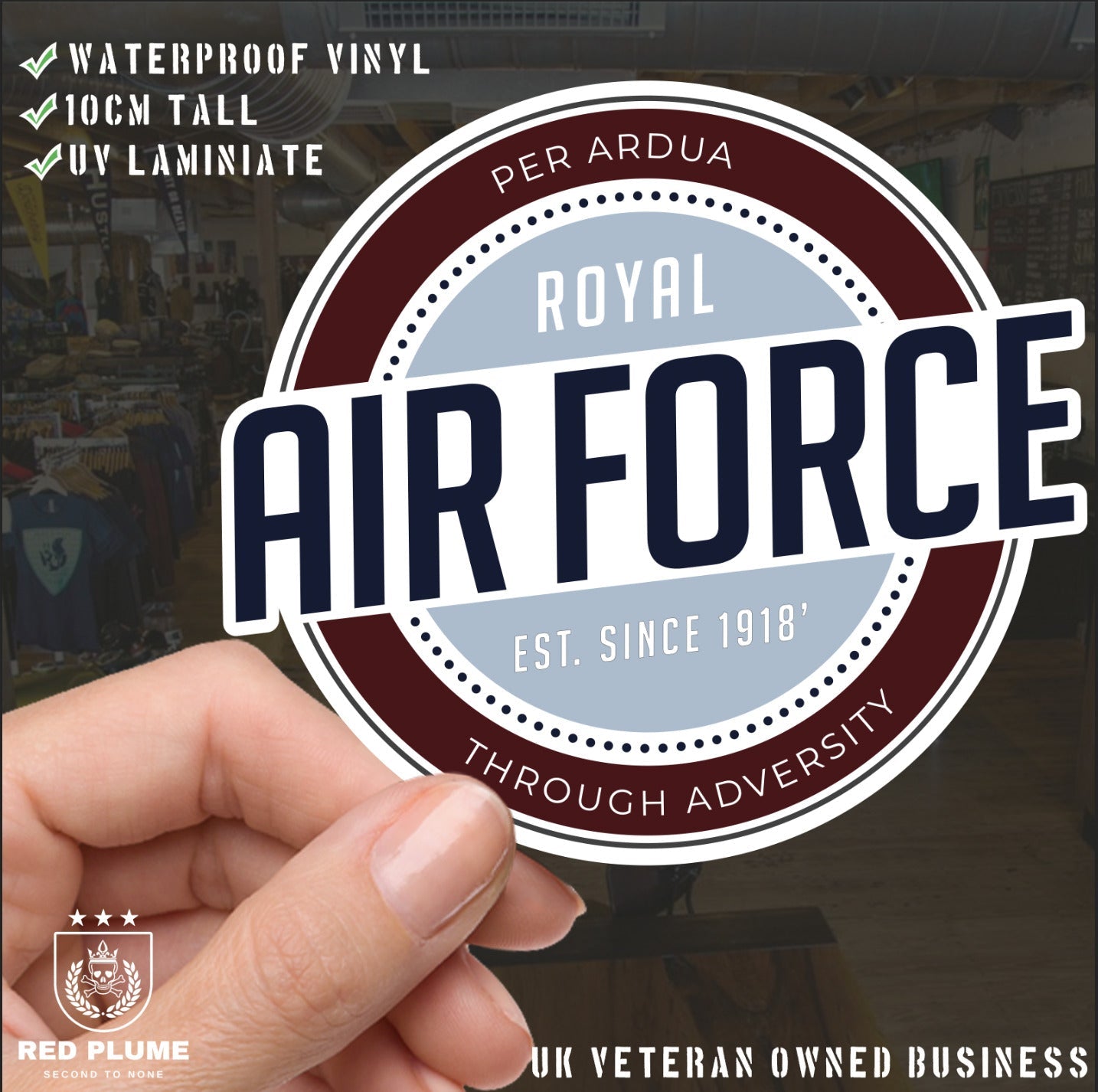 Waterproof Vinyl Decal - Royal Air Force | Retro | UV Laminated redplume