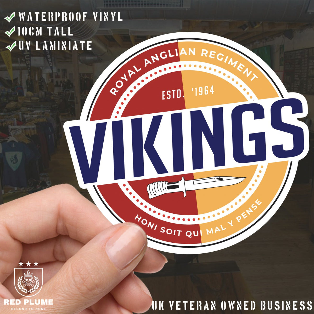 Waterproof Vinyl Decal - Royal Anglian Vikings | Retro | UV Laminated redplume
