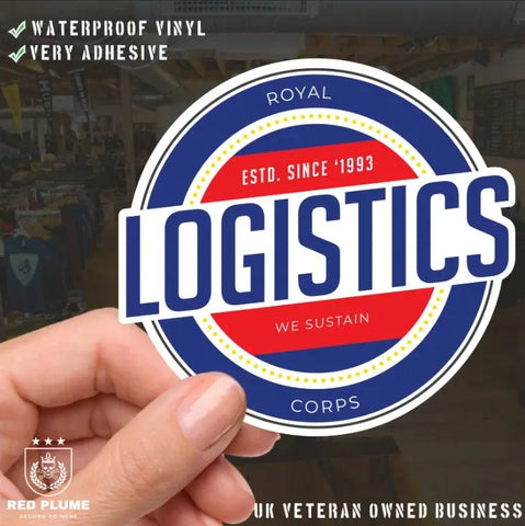 Waterproof Vinyl Decal - Royal Logistics Corps (RLC)| Retro Style UV Laminated - Red Plume