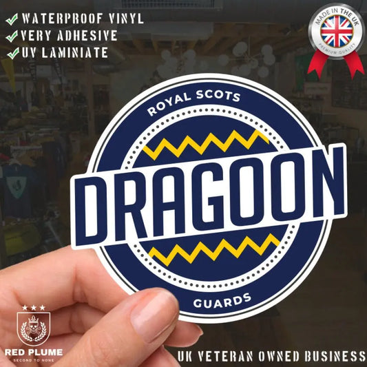 Waterproof Vinyl Decal - Royal Scots Dragoon Guards (RSDG)| Retro | UV Laminated - Red Plume
