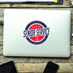 Waterproof Vinyl Decal - Senior Service - Retro redplume