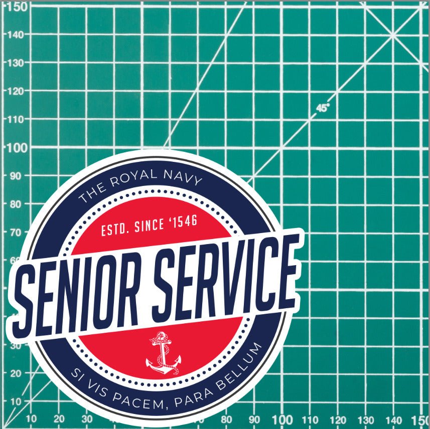 Waterproof Vinyl Decal - Senior Service - Retro redplume