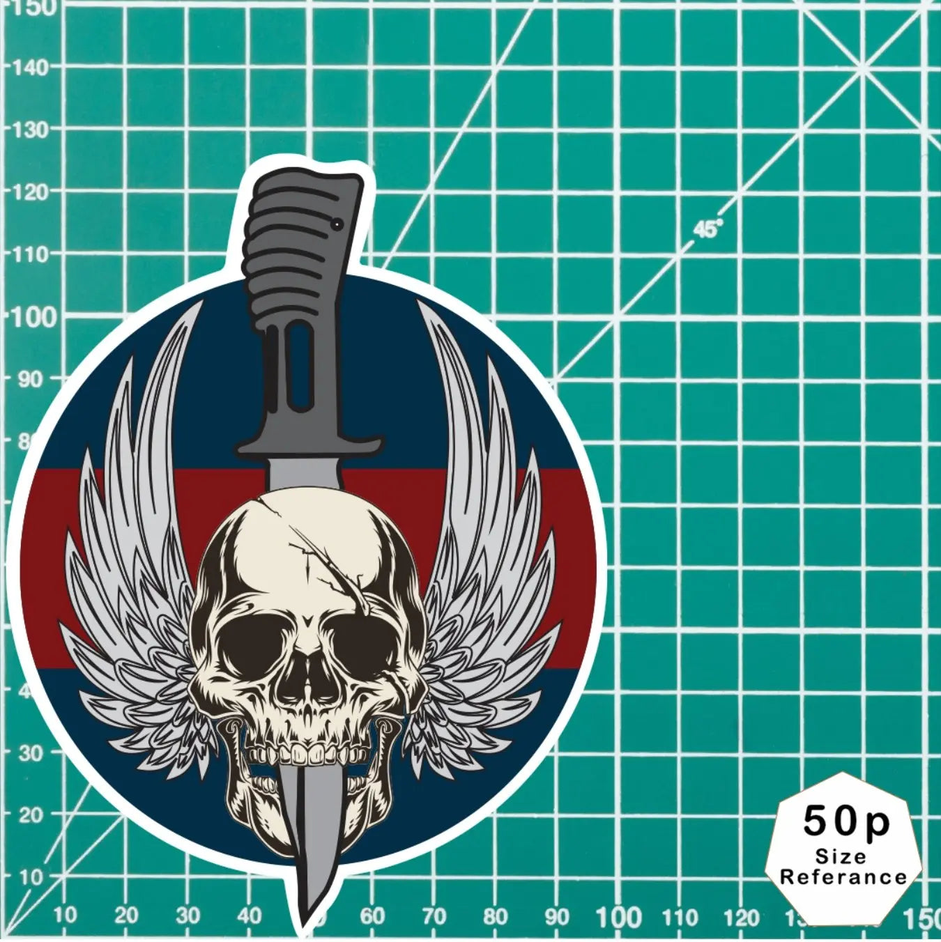 Waterproof Vinyl Household Division Colours Sticker - Winged Skull redplume