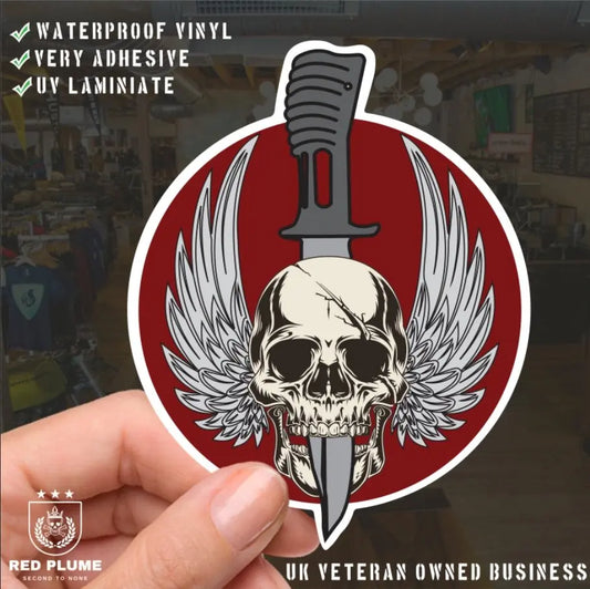 Waterproof Vinyl Parachute Regiment Sticker - Winged Skull redplume
