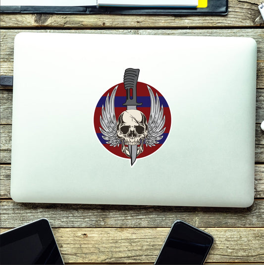 Waterproof Vinyl Royal Engineers Sticker - Winged Skull redplume