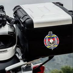 Waterproof Vinyl Royal Logistics Corps (RLC) Sticker - Winged Skull - Red Plume