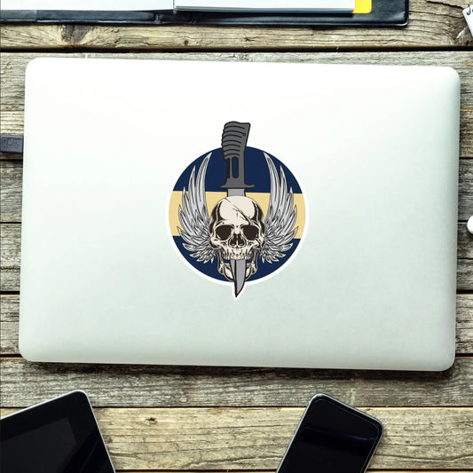 Waterproof Vinyl Royal Wessex Yeomanry Sticker - Winged Skull redplume